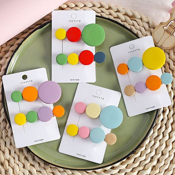 

1 pc colorful beads hair clips scrub candy color geometric round hairpins hair accessories for women girls