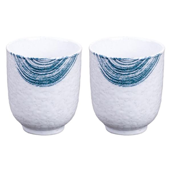 

2pcs handmade ceramic tea cup for wine coffee water cold drinks drinking mug, japanese style ceramic teacup - blue ocean