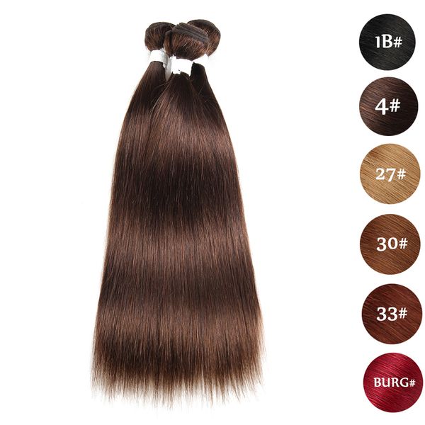 

colored human hair extensions brazilian hair weave straight bundles 3pcs/lot brown blonde burg 99j double drawn hair wefts 8-26inch 100g/pcs, Black