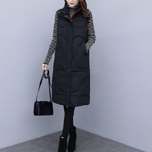 

2019 случайные вниз куртка хлопка осенью и зимой новой моды женщин более длинный участок коленных пальто женщин, Black