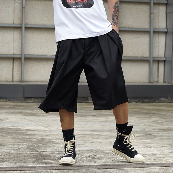 

male oversize fashion kimono wide leg harem trousers men streetwear hip hop punk gothic loose casual skirt pants, Black