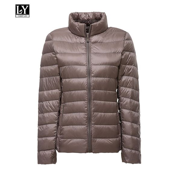

ly varey lin plus size 3xl women ultra light white duck down jacket coat autumn winter stand collar casual female down parkas, Black