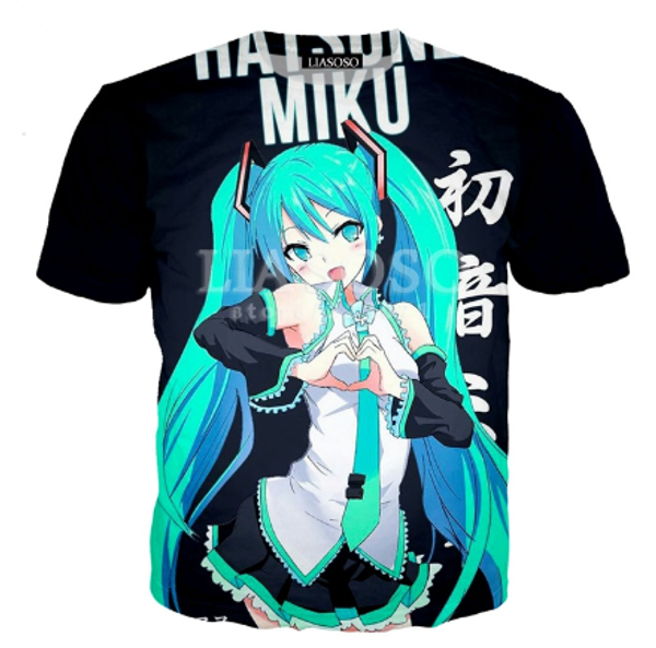 

2019 лето новые горячие мода мужчины женщины толстовка 3d печати аниме hatsune miku футболка повседневная мужская с коротким рукавом милый п, White;black