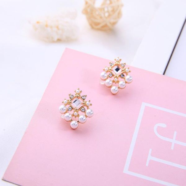 

korean fashion 925 sterling silver earrings temperament net red pearl earrings new geometric dongdae door