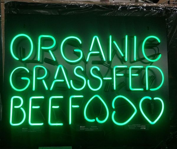 

акриловая доска organic grass-fed beef неоновая вывеска настенная реклама развлечения клуб украшение стеклянная витрина 17 '' 24 '' 30''40