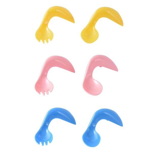 

2pcs baby feeding spoon fork curved handle eating training tableware set