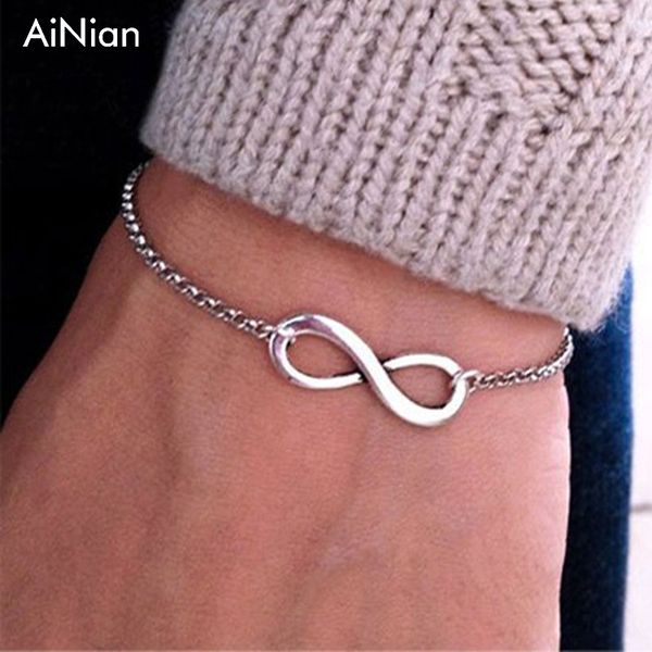 

ainian new women men handmade gift charm 8 shape jewelry infinity bracelet, Black
