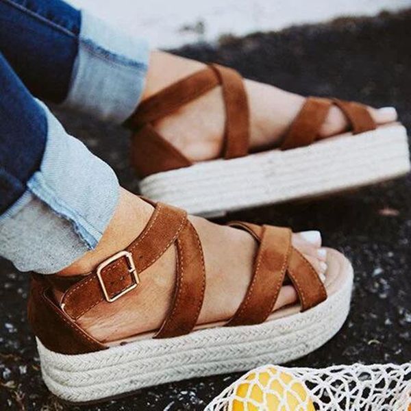 

flat sandals women shoes fashion shallow buckle platform sandals female 2020 leopard casual women's summer shoes plus size vt806, Black