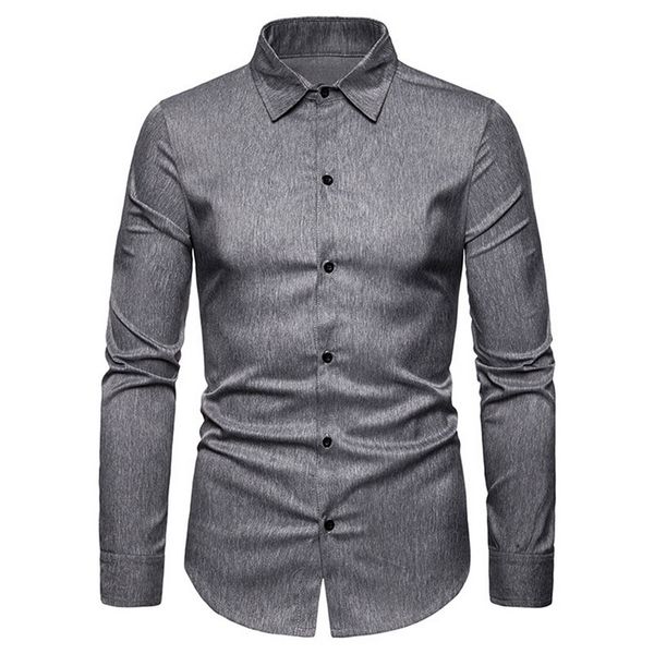 

heflashor spring long sleeve formal shirts for men solid slim basic turn-down collar business dress shirts camisas masculina, White;black
