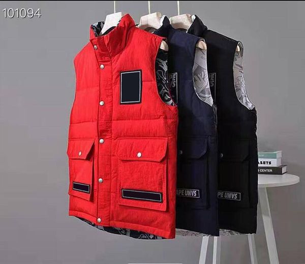 

luxury mens jacket vest app parka down coat sleeveless brand for men women warm brand coat vest luxury double-sided wear jacket, Black;white