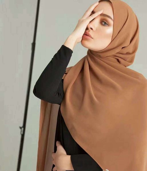 bolha Atacado-plain chiffon cachecol hijab embrulhar printe xales cor sólida faixa de cabeça hijabs muçulmanos lenços / lenço 47 cores