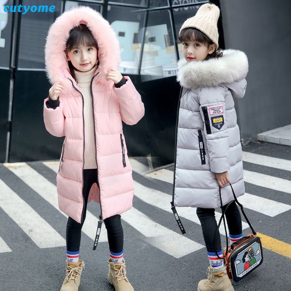 

cutyome teenage girls parka coats 2018 new winter children hooded long cotton thicken jackets coats kids warm overcoats clothing, Blue;gray