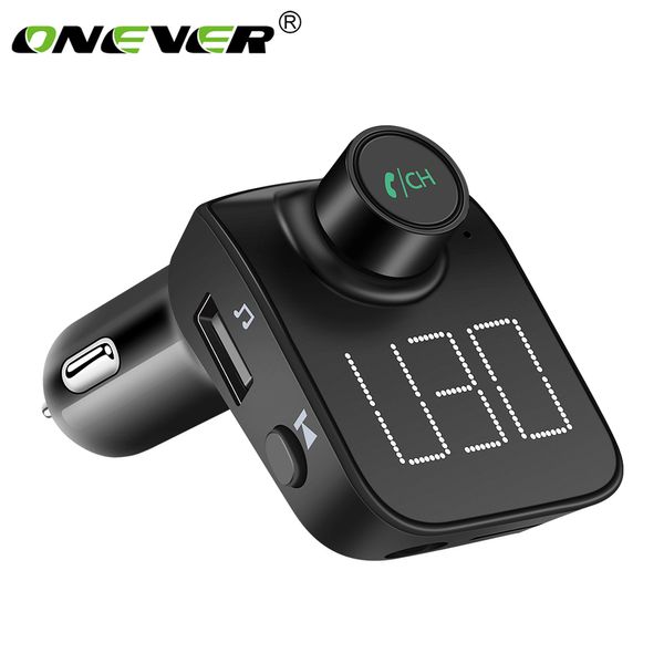 

onever 2 usb ports wireless bluetooth hands-phone calls fm transmitter mp3 player modulator lcd car kit charger adapter