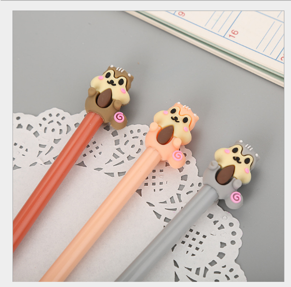 

gel pen 100pcs/lot wholesale creative cartoon squirrel neutral pen lovely learn stationery silicone writing tool gp772