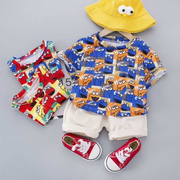 

мальчики baby и девочки baby fashion clothing set 2020 лето новый детский мультфильм футболка + шорты 2 шт костюм детская одежда, White