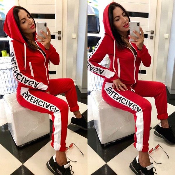 

two piece dress 2021 european and american women's fashionable elegant long sleeve jogging sportswear suit with hoods autumn winter 2-p, White