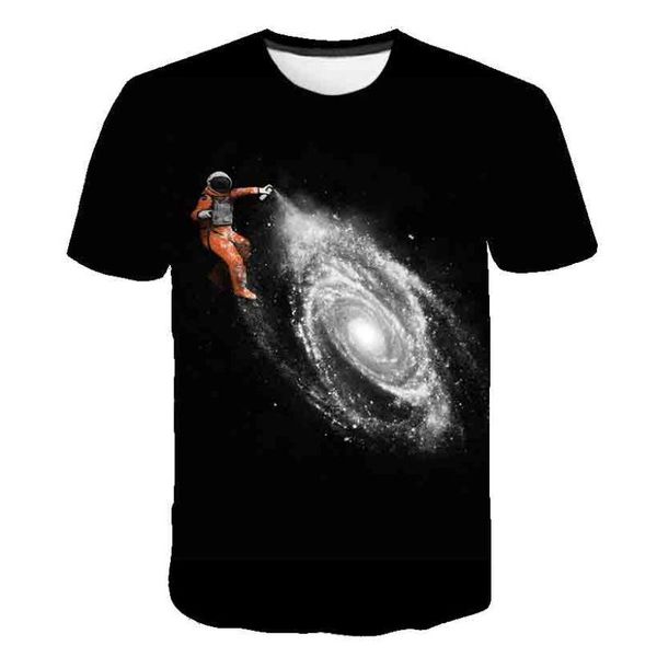 

summer 2020 new men's t-shirt 3d space astronaut print t-shirt spacex spaceship 3d rocket homme starmanx top, White;black
