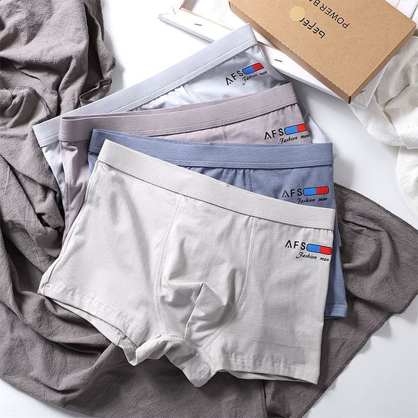 

men's cotton waist solid color printing men's underwear boxer pants cotton comfortable breathable boxer underwear, Black;white