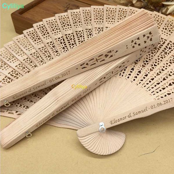 

200pcs personalized sandalwood folding hand fans with organza bag wedding favours fan party giveaways in bulk