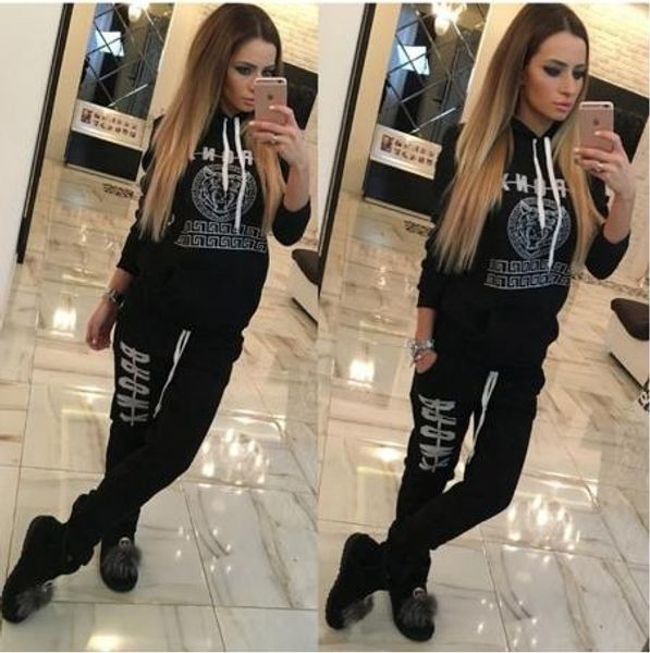 

new ladies tracksuits hoodies sweatshirt +long pants sportwear costumes women pants 2 piece set female fashion fine, Gray