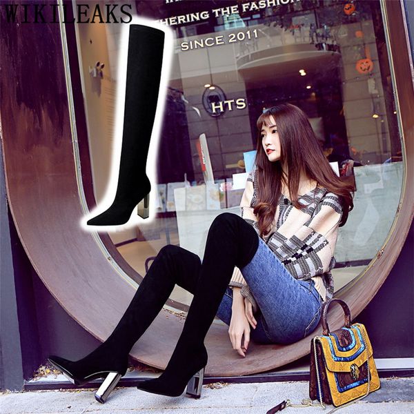 

over the knee boots high heels boots women bigtree shoes thigh high chaussures femme cuissardes femme chaussure ayakkabi, Black