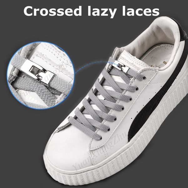 

1 second quick no tie shoelaces elastic cross buckle shoelaces kids sneakers shoelace lazy laces strings, Black