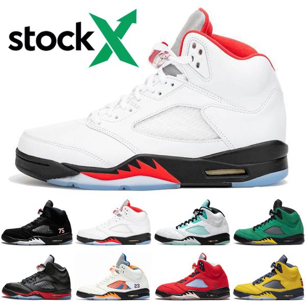 

2020 air jordan retro 5 5s psg jumpman stock x men basketball shoes stain bred fire red athletic mens trainers sports sneakers, White;red