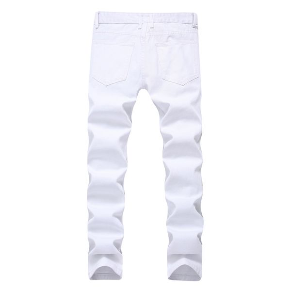

men's new fashion elastic personality stretch ripped personality denim trousersmen's zip casual shredded jeans, Blue