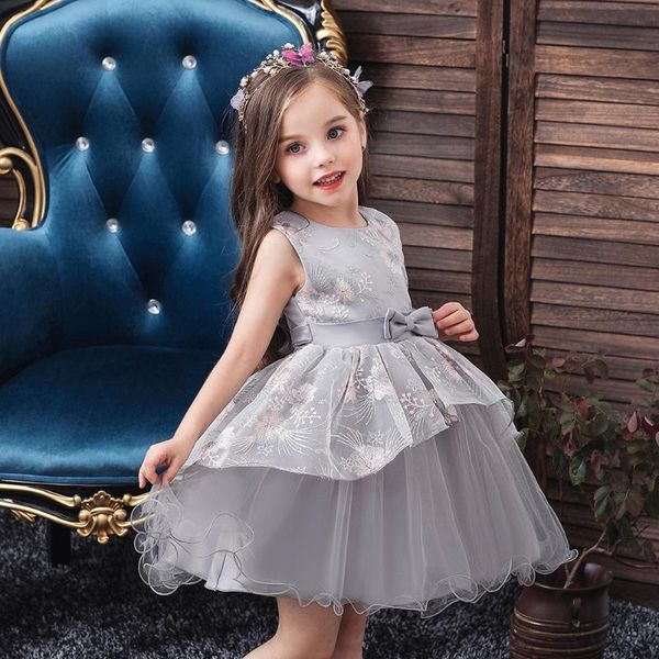 

new 2020 girls' flower dress girls host performance costume fluffy little girl princess dress children's clothing flower-dress, Red;yellow