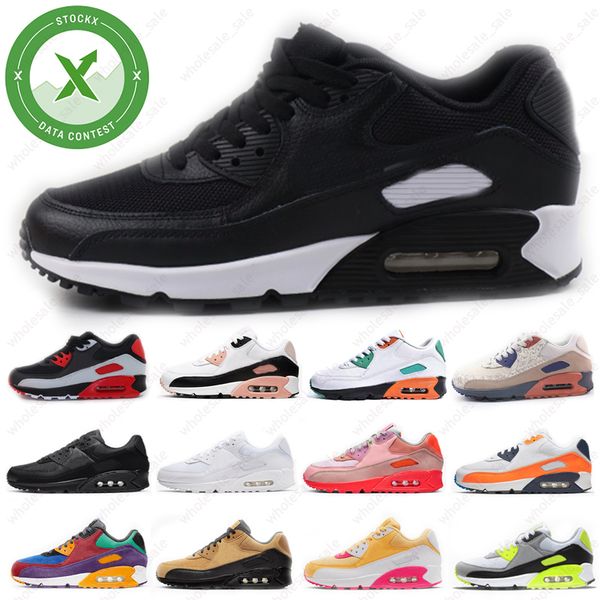 

stock x 90 running shoes men women triple black white bred cement infrared neon orange blue south beach mens trainers sports sneakers 36-45