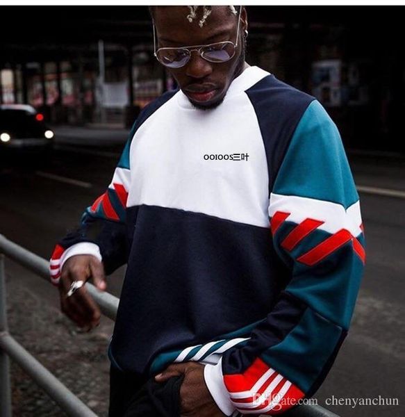 

2018 осень пара моды колющие фуфайки спорт потерять пуловер круглый шеи вскользь куртки оптом новый стиль, Black