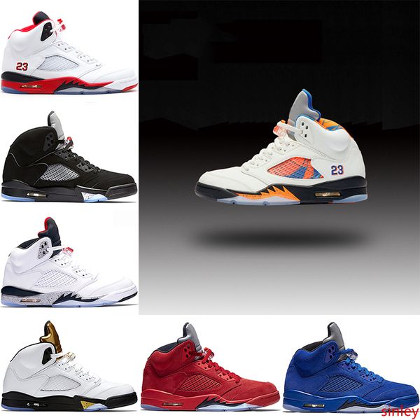 

mens 5s basketball shoes international flight blue red suede white cement og metallic black fire red oreo sport sneakers size 41-47
