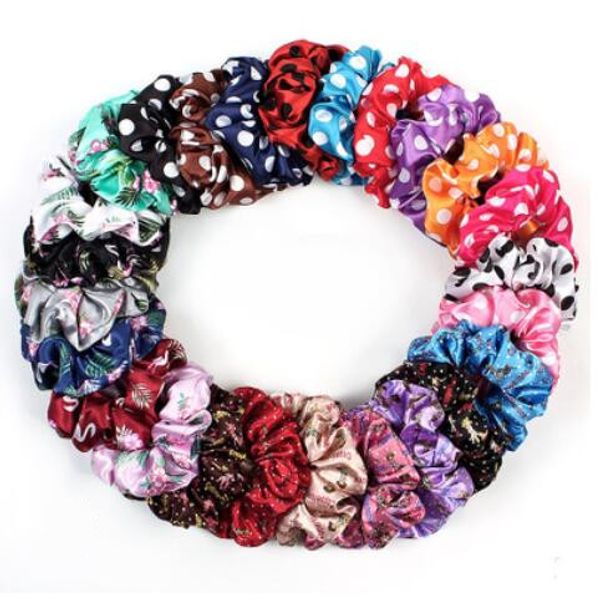 

girl flower headbands scrunchies dot cloth art large hair rope horsetail elastic headwear flamingos printing hairpi hair accessories wy44q, Slivery;white