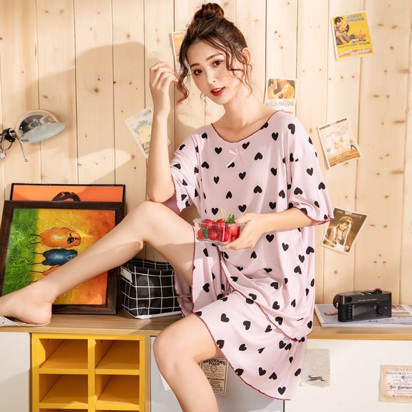 

plus size women modal pajamas set summer short sleeve shorts sleepwear sweet heart satin homewear nightwear clothes suits xa148f, Black;red