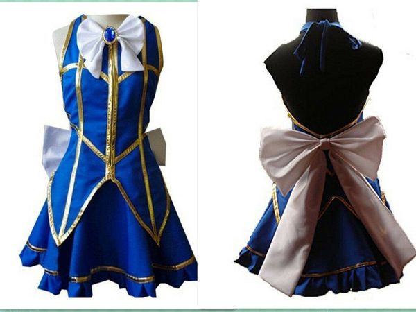 

fairy tail люси heartfilia по умолчанию синий равномерное косплей платье партии, Black;red