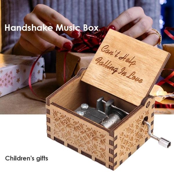 

wooden handmade music boxes pretty hand crank tower birthday gift musicbox hand-operated musical boxes case for kid adults gift