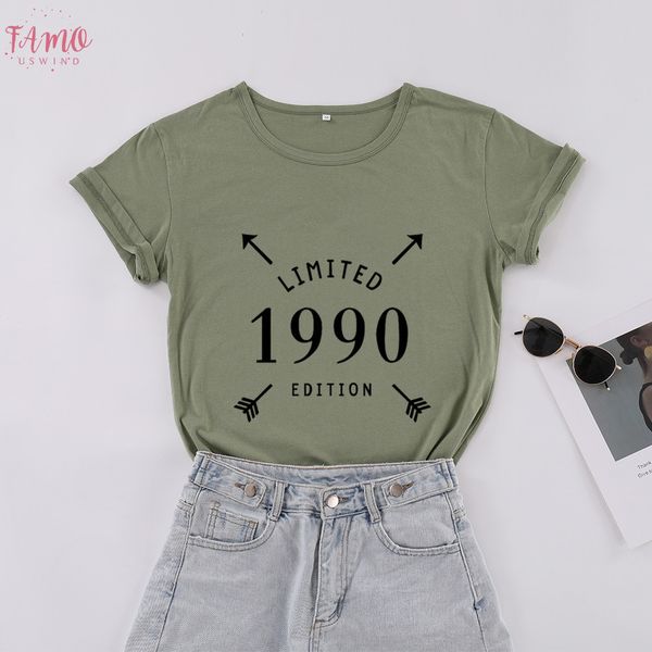 

limited 1990 издание мода корейский письмо женщины тенниска хлопок плюс размер одежды женский o шеи рубашка с коротким рукавом девушки top t, White
