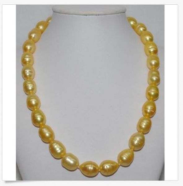 

huge 13mm natural south sea genuine golden pearl necklace 18" 14k gold clasp, Silver