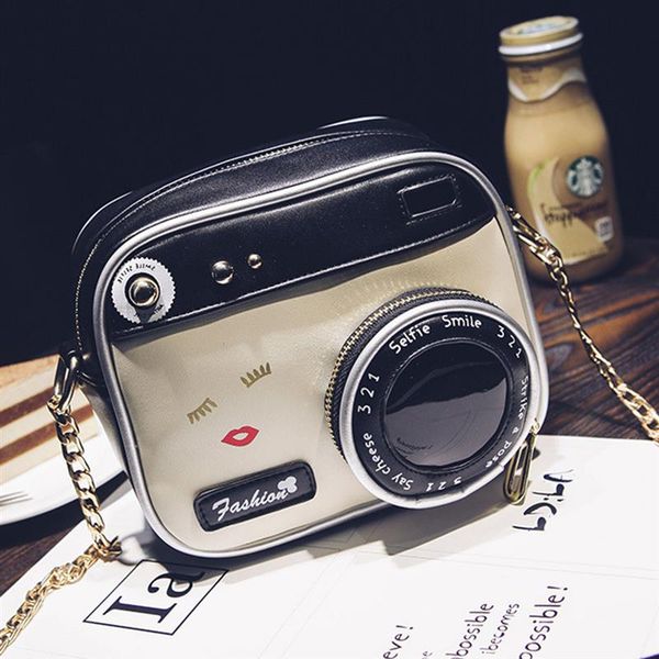 

3d camera shape women mini bag cute lightweight pu leather small crossbody handbag for girls retro chains bag sac