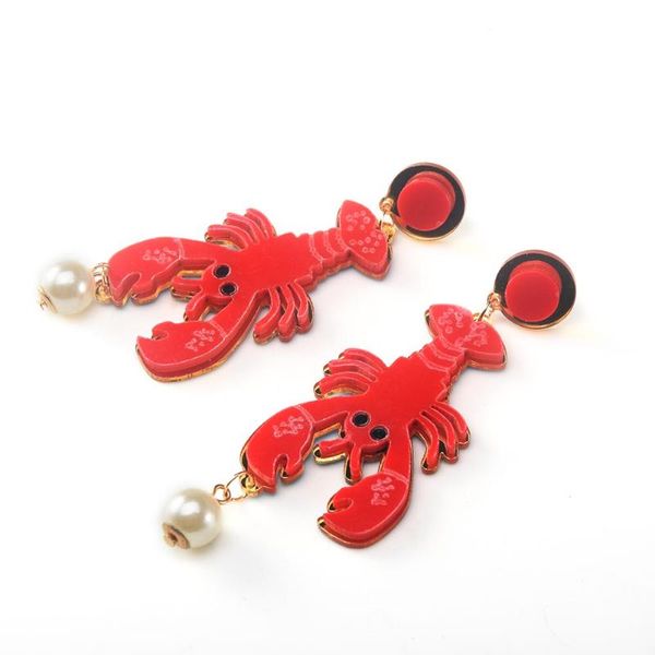 

ocs fun lobster acrylic trendy personality fabala retro earrings dangle, Silver