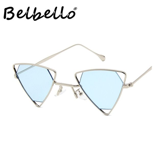 

belbello punk sunglasses men acrylic sunglasses women color lens fashion retro trend metal tourism, White;black