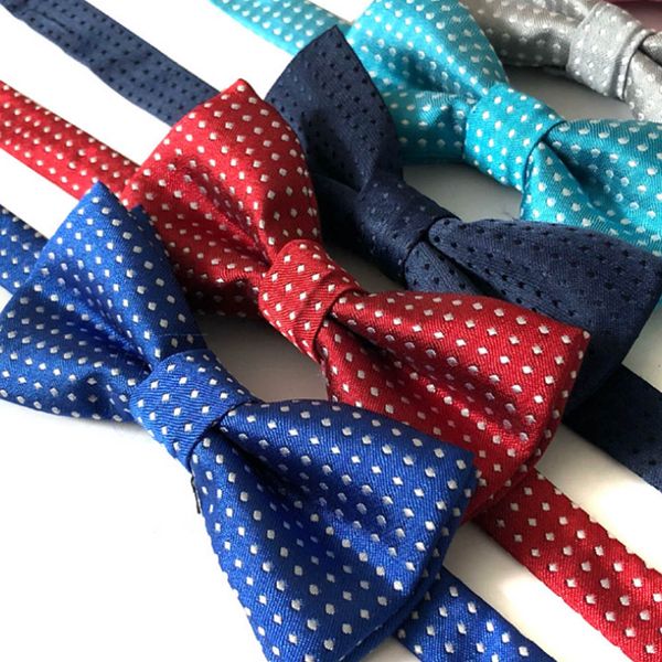 

2019 fashion formal cotton bow tie classical boys polka dot tie for kids colorful butterfly wedding party pet bowtie tuxedo ties, Black;blue