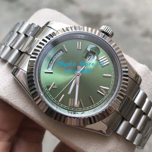 

watches 228235 self-winding mechanical 2813 movement green dial sapphire glass concealed folding crown clasp men watches 40mm, Slivery;brown