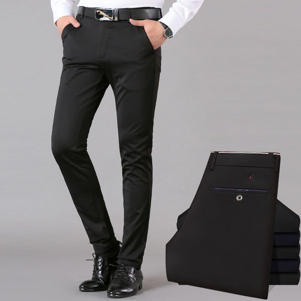 

2020 мужчины падают против морщин без железа эластичные культивируют свою мораль брюки, повседневные брюки молодежь связывает ноги, Black