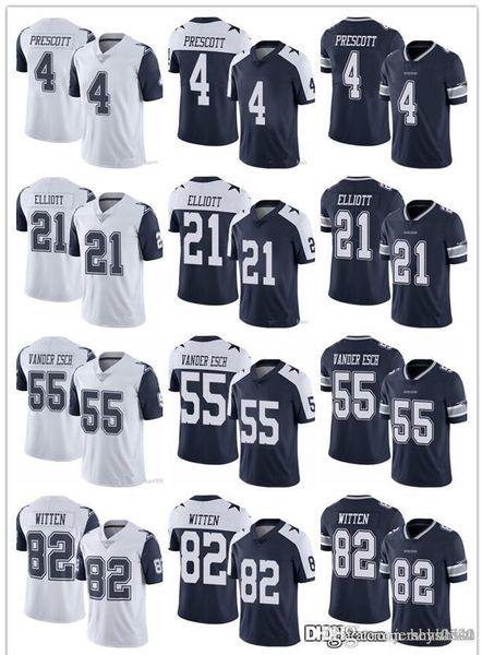 

men youth dallas cowboys women 21 ezekiel elliott 4 dak prescott 55 leighton vander esch 82 jason witten football jerseys navy, Black;red
