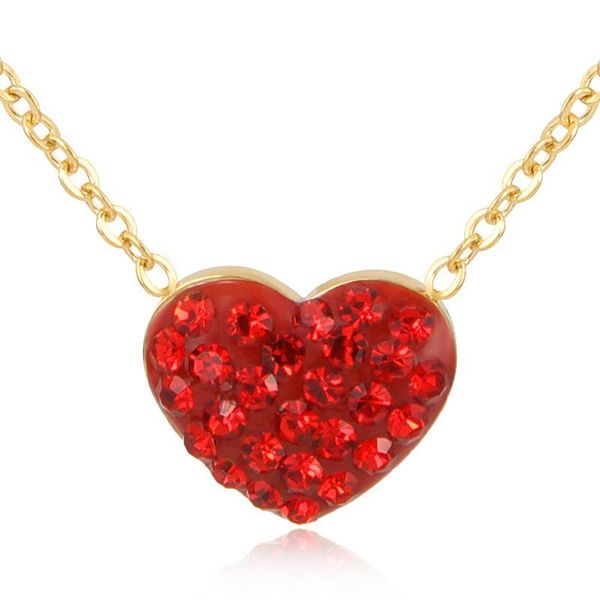 

wedding jewerly cute tiny red love necklaces & pendants cz crystals heart luxury chokers statement necklace for women, Silver