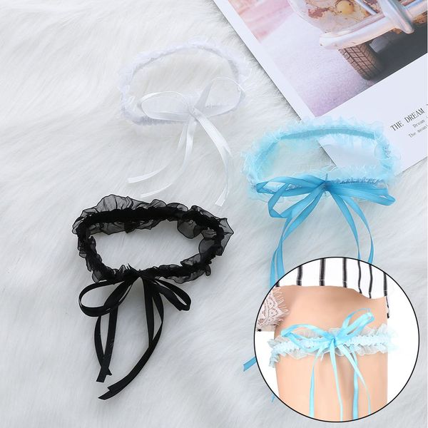 

1pc floral lace garter belt legging ring suspender women's fashion bowknot lingerie wedding bridal socks elastic loop, Black;white