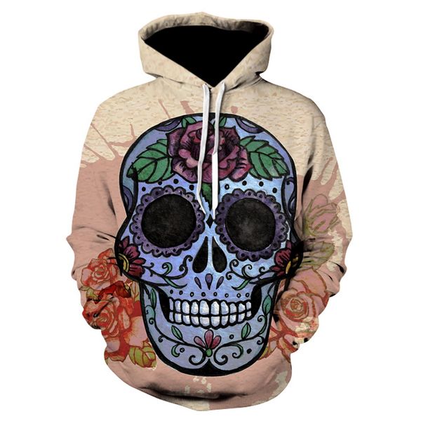 

2019 3d halloween hoodies sweatshirts men/women print skull hip hop pullover sweatshirt hoodie brand tracksuits top, Black