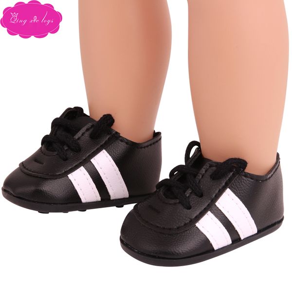 

18 "american doll shoes black lacing football shoes fine workmanship