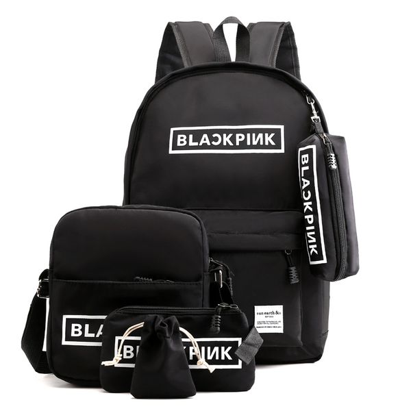 

five-piece set blackpink backpack for teenage girls school bags women bagpack college wind leisure back pack big oxford backbag